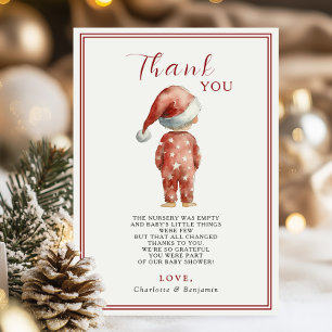 Tarjeta De Agradecimiento Ducha de Navidad Vintage Santa Baby
