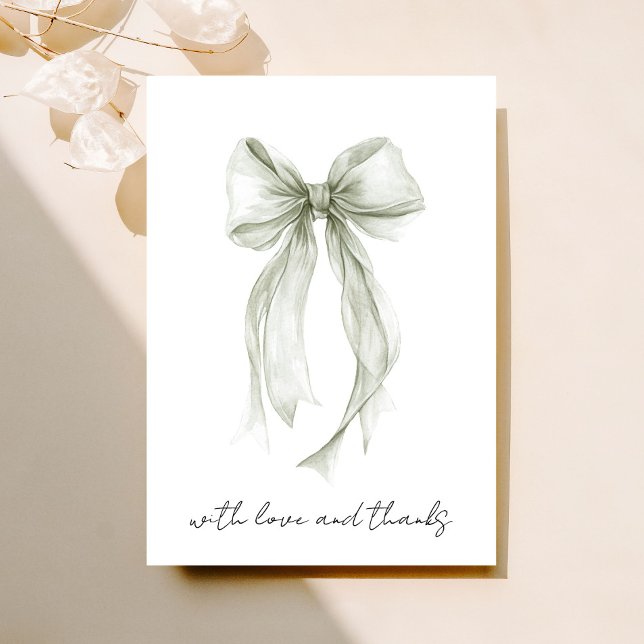 Tarjeta De Agradecimiento Ducha de Novia Acuarela Verde Salvia con Lazo Coqu (Subido por el creador)