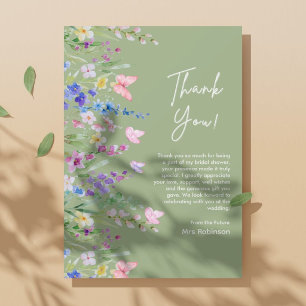 Tarjeta De Agradecimiento Ducha de Novia Amor Floral de Primavera en Flor
