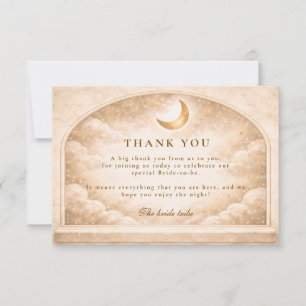 Tarjeta De Agradecimiento Ducha de Novia Arco de Luna Dorada Celestial