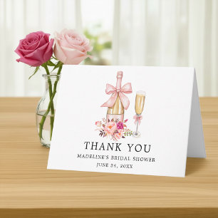 Tarjeta De Agradecimiento Ducha de Novia Arco de Rosas Rosadas Acuarela