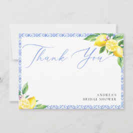 Tarjeta De Agradecimiento Ducha de Novia Azul Positano Italiano Limón