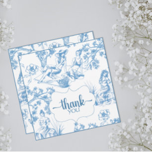 Tarjeta De Agradecimiento Ducha de novia azul y blanca Toile de Jouy
