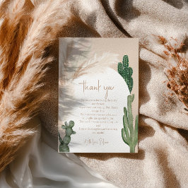 Tarjeta De Agradecimiento Ducha de novia boho cactus pampas arco desierto