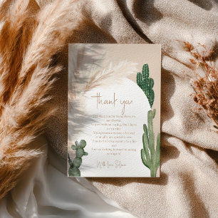 Tarjeta De Agradecimiento Ducha de novia boho cactus pampas arco desierto