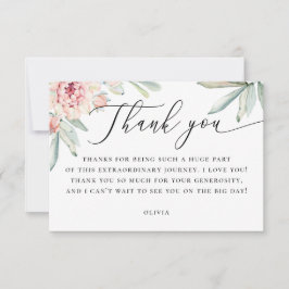Tarjeta De Agradecimiento Ducha de Novia Boho Floral | Botánica Acuarela