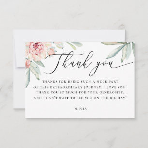 Tarjeta De Agradecimiento Ducha de Novia Boho Floral Botánica Acuarela