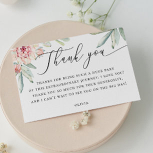 Tarjeta De Agradecimiento Ducha de Novia Boho Floral Botánica Acuarela