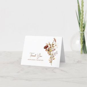 Tarjeta De Agradecimiento Ducha de Novia Boho Rústica Terrosa Botánica