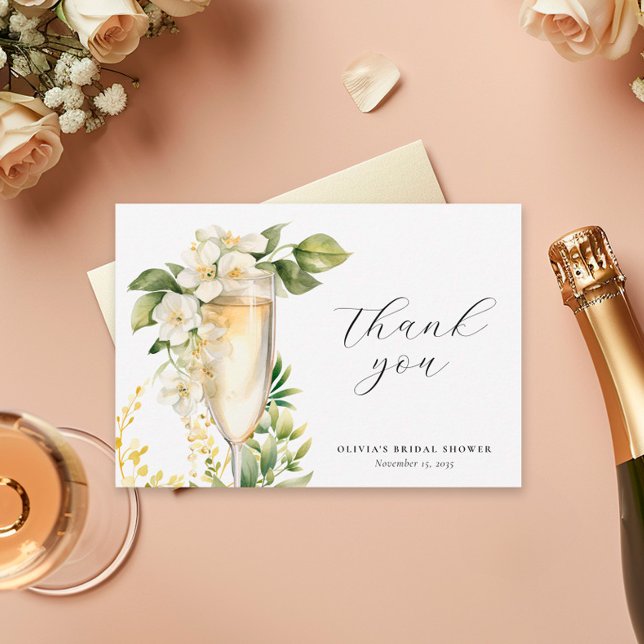 Tarjeta De Agradecimiento Ducha de novia Brunch & Bubbly (Subido por el creador)
