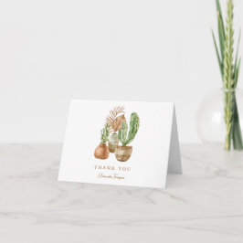Tarjeta De Agradecimiento Ducha de Novia Cactus Boho Personalizada Verde Ple