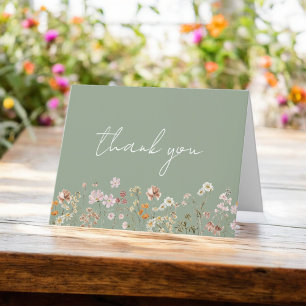 Tarjeta De Agradecimiento Ducha de Novia Caprichosa de Flores Silvestres Ver