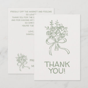Tarjeta De Agradecimiento Ducha de Novia Caprichosa Verde Fresca del Mercado