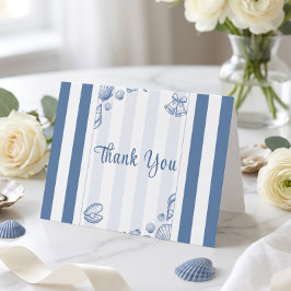 Tarjeta De Agradecimiento Ducha de Novia Caracola Azul Náutico Personalizado