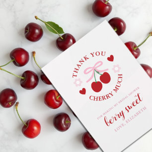 Tarjeta De Agradecimiento Ducha de Novia Cereza Dulce