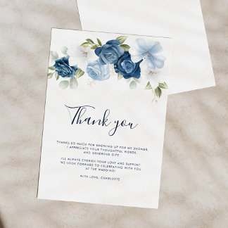 Tarjeta De Agradecimiento Ducha de Novia con Acuarela Botánica Floral