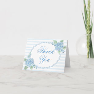 Tarjeta De Agradecimiento Ducha de novia con flores de hortensia azules a ra