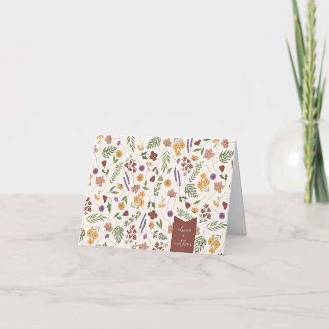 Tarjeta De Agradecimiento Ducha de novia con flores silvestres personalizada (Anverso)