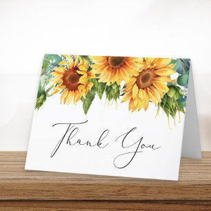 Tarjeta De Agradecimiento Ducha de novia con girasoles y eucalipto en acuare