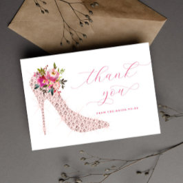 Tarjeta De Agradecimiento Ducha de novia con guion rosado