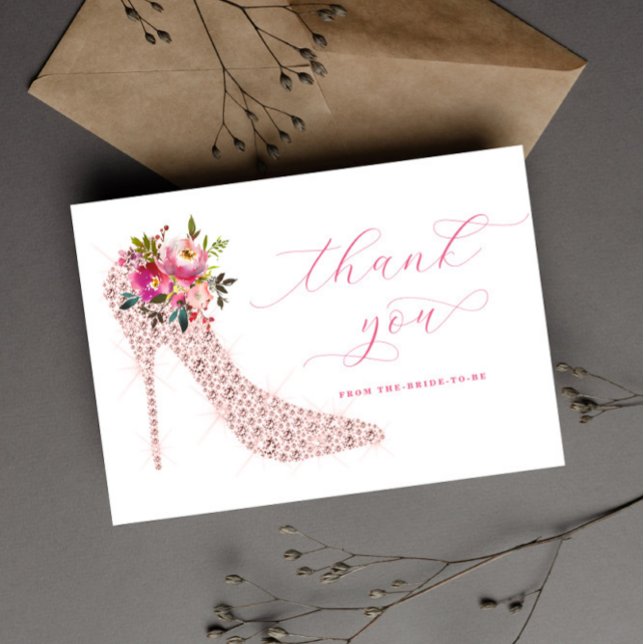 Tarjeta De Agradecimiento Ducha de novia con guion rosado (Subido por el creador)