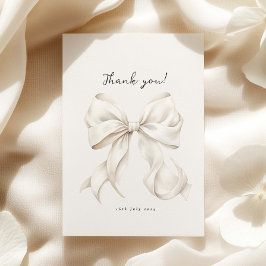 Tarjeta De Agradecimiento Ducha de novia con lazo blanco elegante