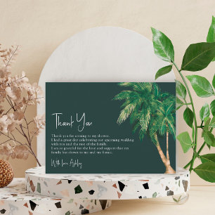 Tarjeta De Agradecimiento ducha de novia con palmeras y vegetación tropical