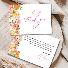 Tarjeta De Agradecimiento Ducha de Novia con Tema de Cítricos "Main Squeeze"