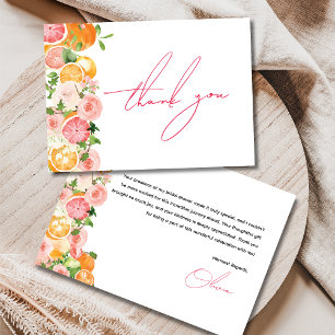 Tarjeta De Agradecimiento Ducha de Novia con Tema de Cítricos "Main Squeeze"