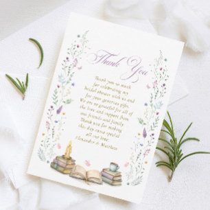 Tarjeta De Agradecimiento Ducha de Novia con tema de Libros