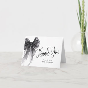 Tarjeta De Agradecimiento Ducha de Novia Coquette de Lazo Negro