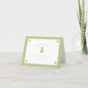 Tarjeta De Agradecimiento Ducha de Novia Daisy Verde Menta Preppy Escalonado