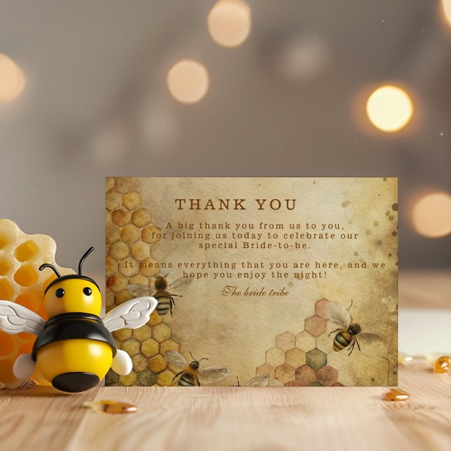 Tarjeta De Agradecimiento Ducha de novia de abeja dorada (Subido por el creador)