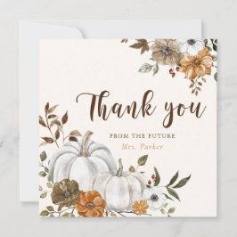 Tarjeta De Agradecimiento Ducha de Novia de Calabaza Blanca de Otoño