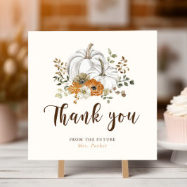 Tarjeta De Agradecimiento Ducha de Novia de Calabaza Blanca de Otoño