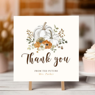 Tarjeta De Agradecimiento Ducha de Novia de Calabaza Blanca de Otoño