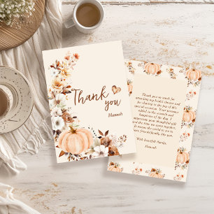 Tarjeta De Agradecimiento Ducha de Novia de Calabaza Enamórate