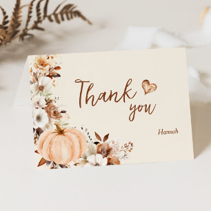 Tarjeta De Agradecimiento Ducha de Novia de Calabaza Enamórate