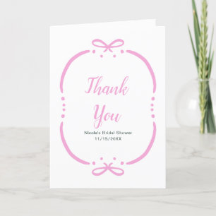 Tarjeta De Agradecimiento Ducha de novia de cinta rosa