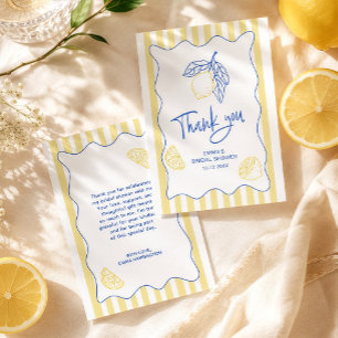 Tarjeta De Agradecimiento Ducha de Novia de Citrus Limón Verano Italiano
