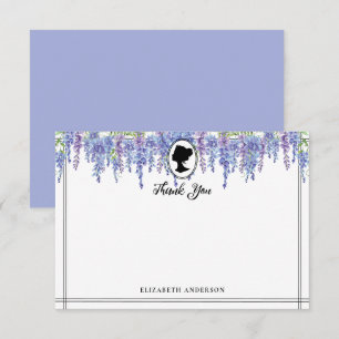 Tarjeta De Agradecimiento Ducha de Novia de Época Regencia con Florales Purp