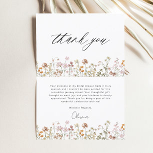 Tarjeta De Agradecimiento Ducha de Novia de Flores Silvestres de Terracota