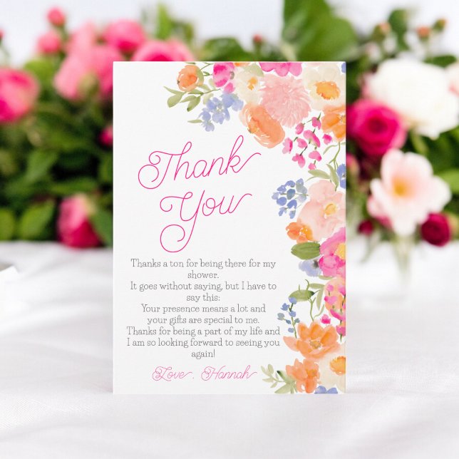 Tarjeta De Agradecimiento Ducha de novia de flores silvestres hermosas de en (Summer bight pretty wildflowers bridal shower thank you card)