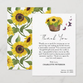 Tarjeta De Agradecimiento Ducha de novia de girasol amarillo rubio