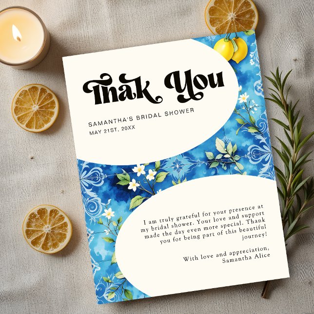 Tarjeta De Agradecimiento Ducha de Novia de Limón Cítrico Italiano de Posita (Subido por el creador)