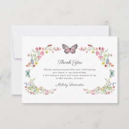 Tarjeta De Agradecimiento Ducha de Novia de Mariposa Flor Silvestre