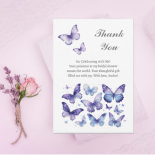 Tarjeta De Agradecimiento Ducha de Novia de Mariposa Púrpura