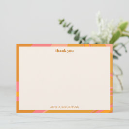 Tarjeta De Agradecimiento Ducha de Novia de Mármol Amarillo Naranja Rosa Per