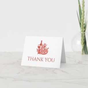 Tarjeta De Agradecimiento Ducha de Novia de Pizza Prosecco Terracotta Italia