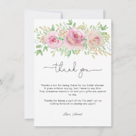 Tarjeta De Agradecimiento Ducha de novia de rosas elegantes